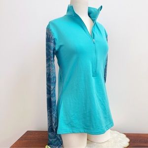 Nike Dri Fit Teal Blue 1/2 Zip Long Sleeve Running Pullover Sz L